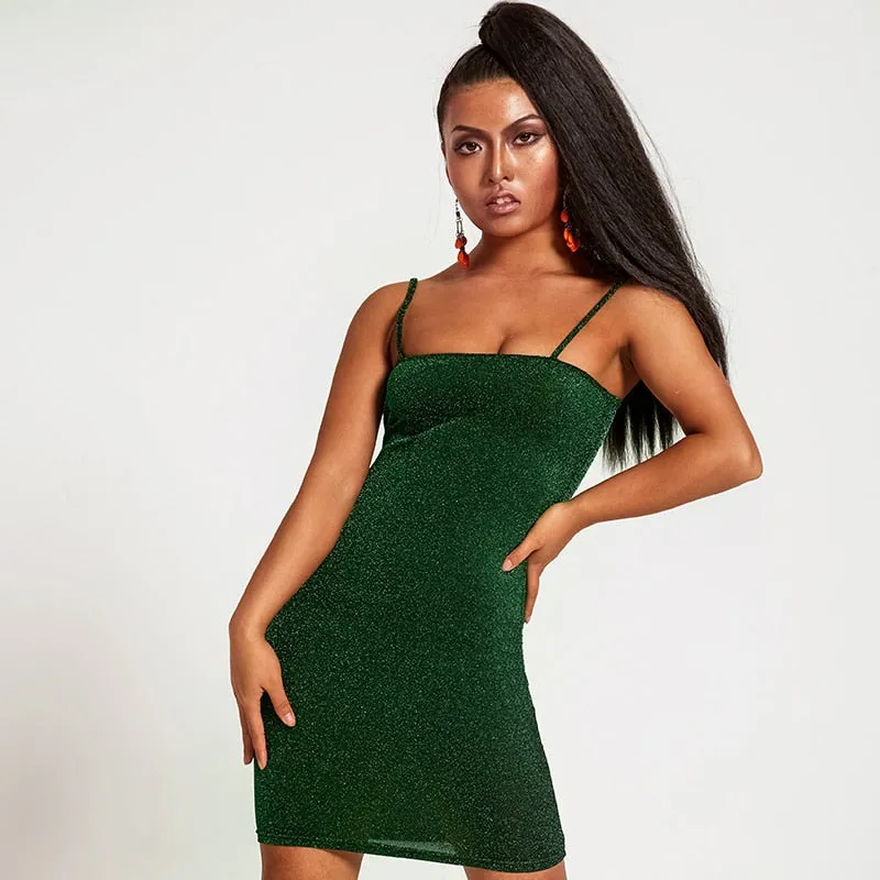 Thin Shoulder Strap Mini Nightclub Dress