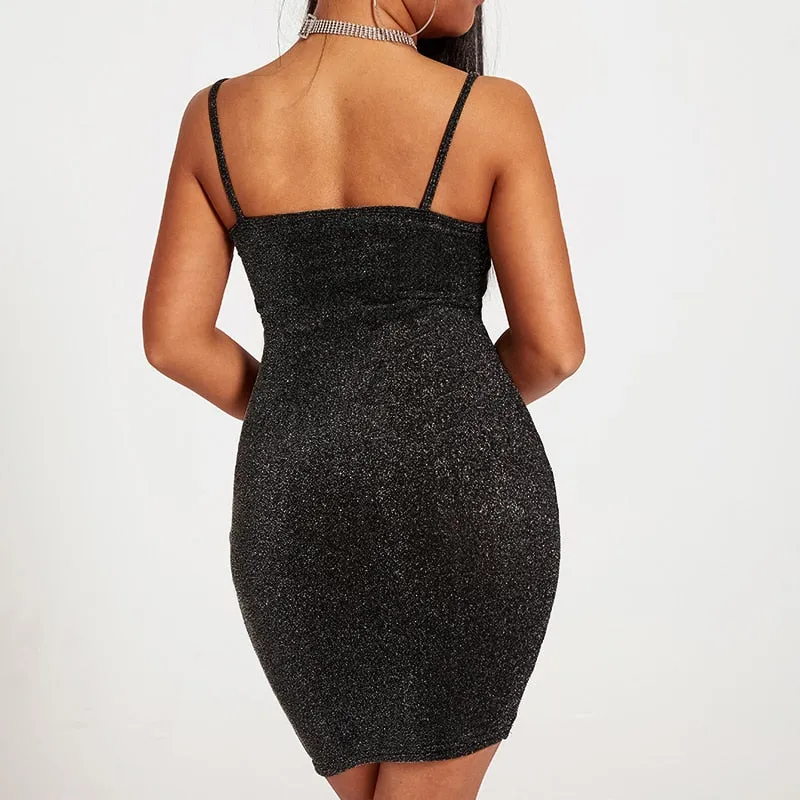 Thin Shoulder Strap Mini Nightclub Dress