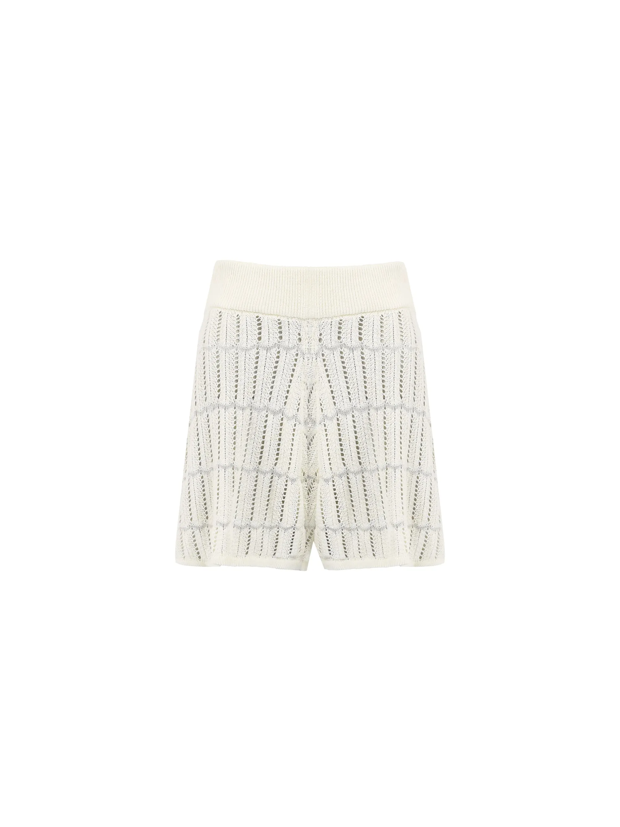 White Open Stitch Knit Shorts