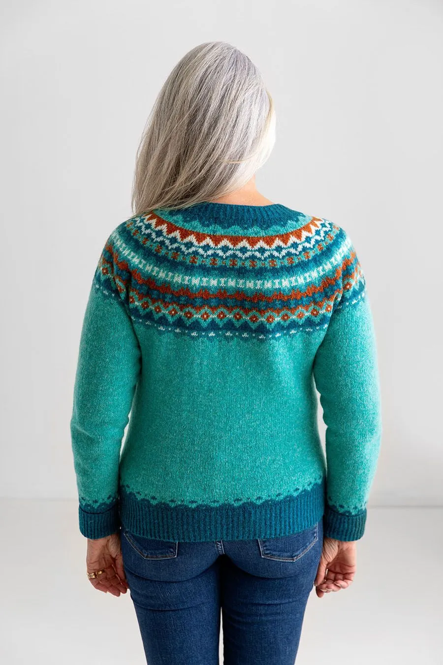 Womens Crathie Fair isle Cardigan - Aqua