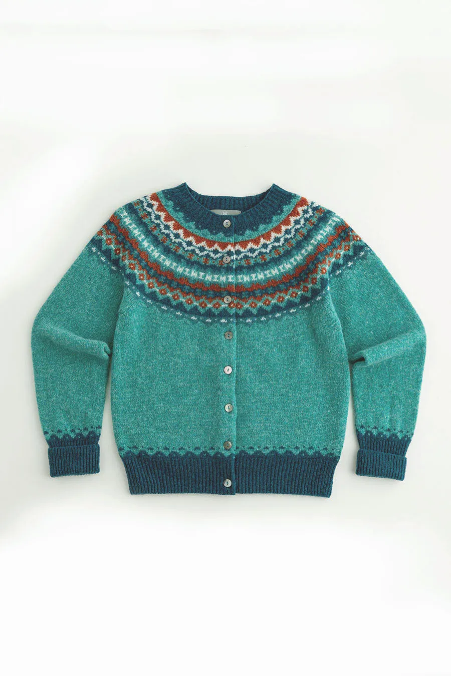 Womens Crathie Fair isle Cardigan - Aqua