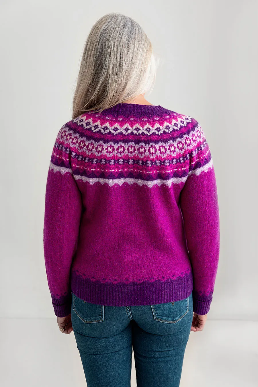 Womens Crathie Fair isle Cardigan - Pink