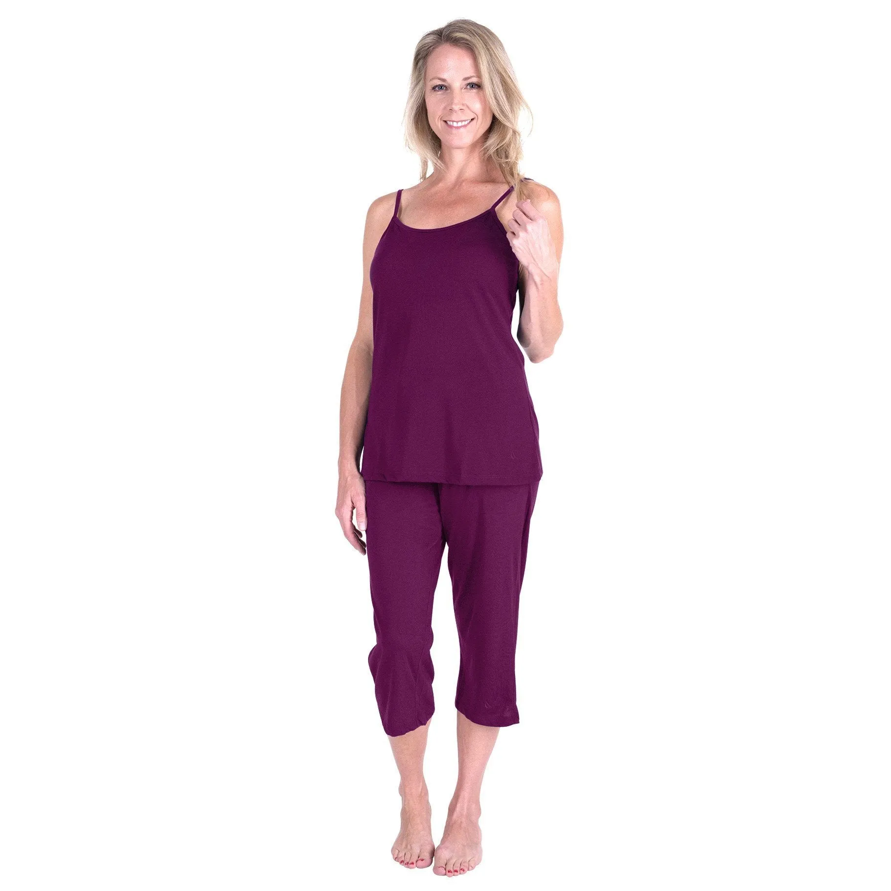 Women's Moisture Wicking Cami Drawstring Capri Pajama Set