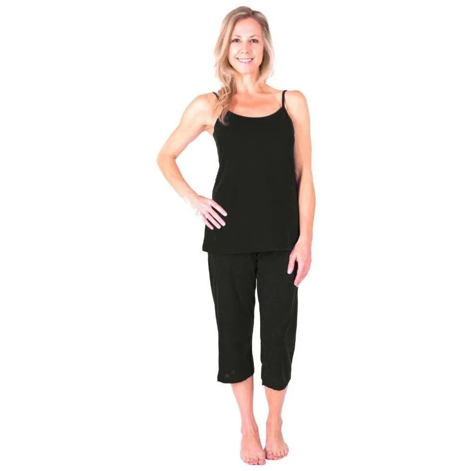 Women's Moisture Wicking Cami Drawstring Capri Pajama Set