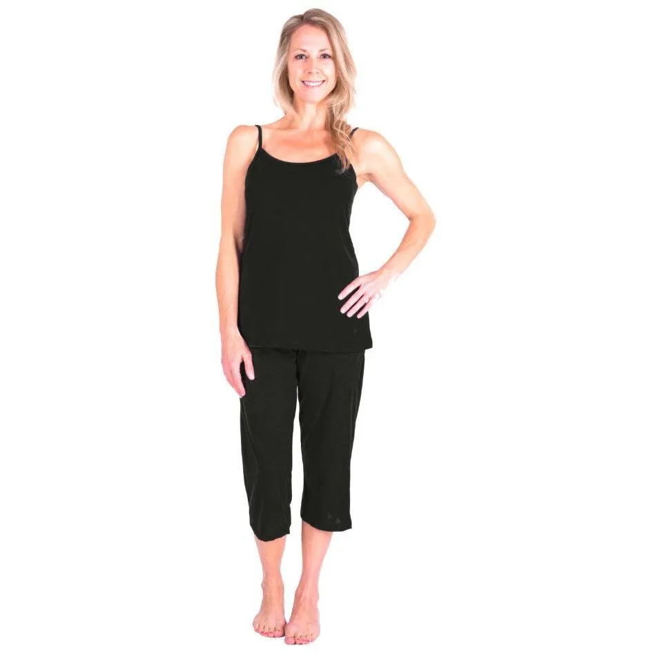 Women's Moisture Wicking Cami Drawstring Capri Pajama Set