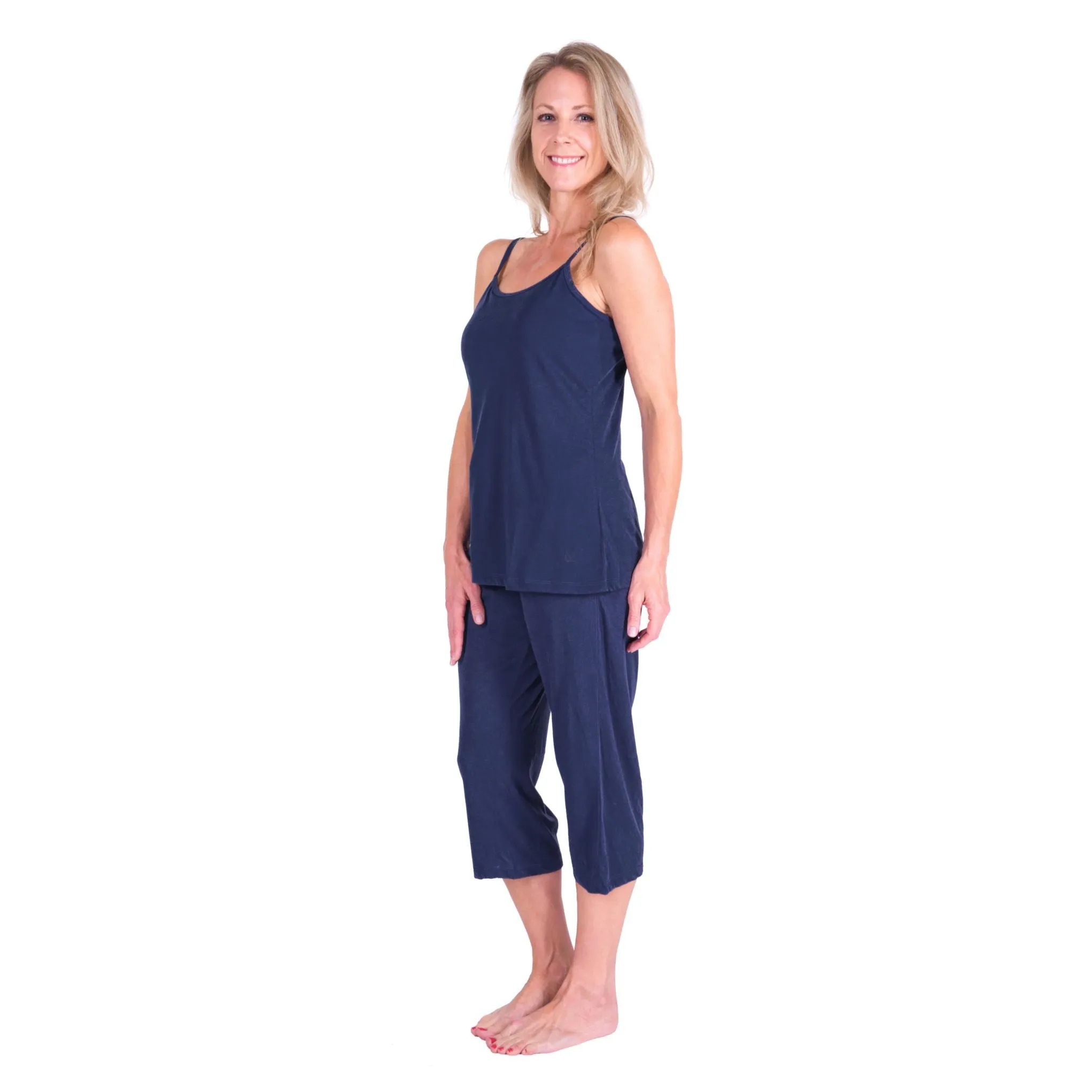 Women's Moisture Wicking Cami Drawstring Capri Pajama Set