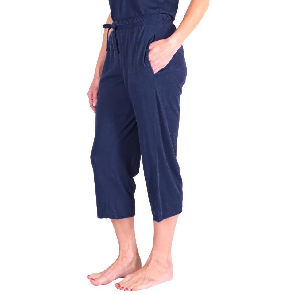 Women's Moisture Wicking Cami Drawstring Capri Pajama Set