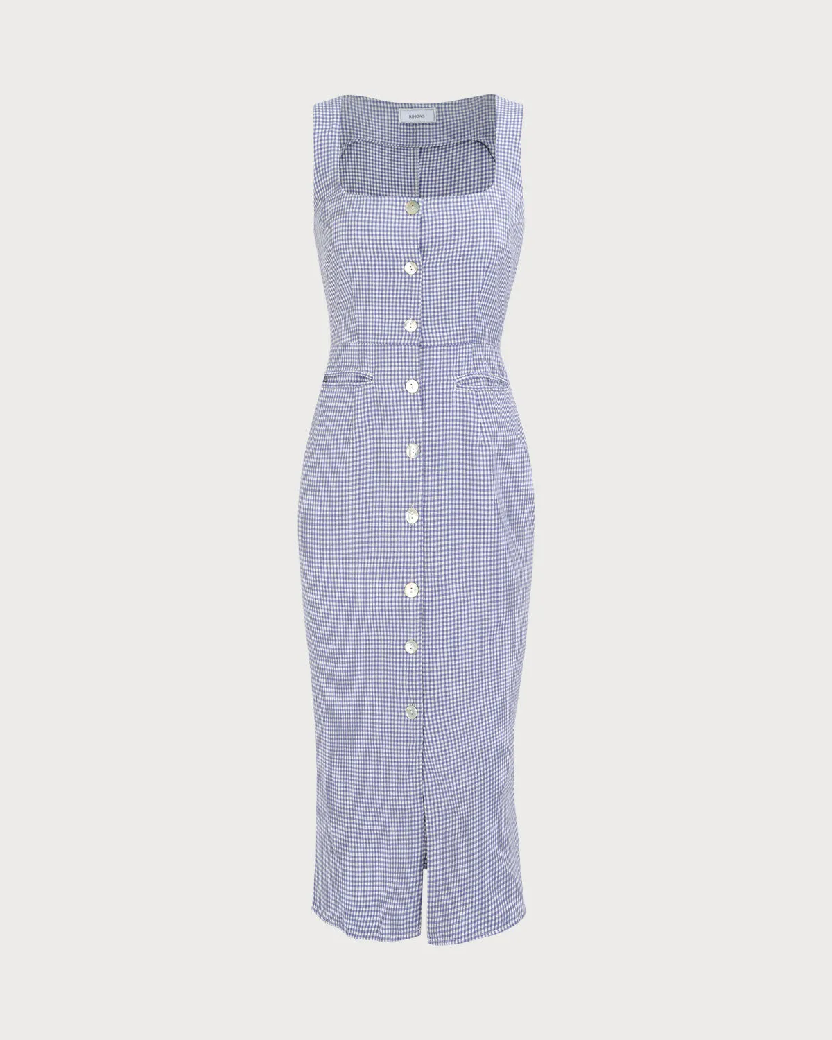 Women's Purple Plaid Pocket Midi Dress